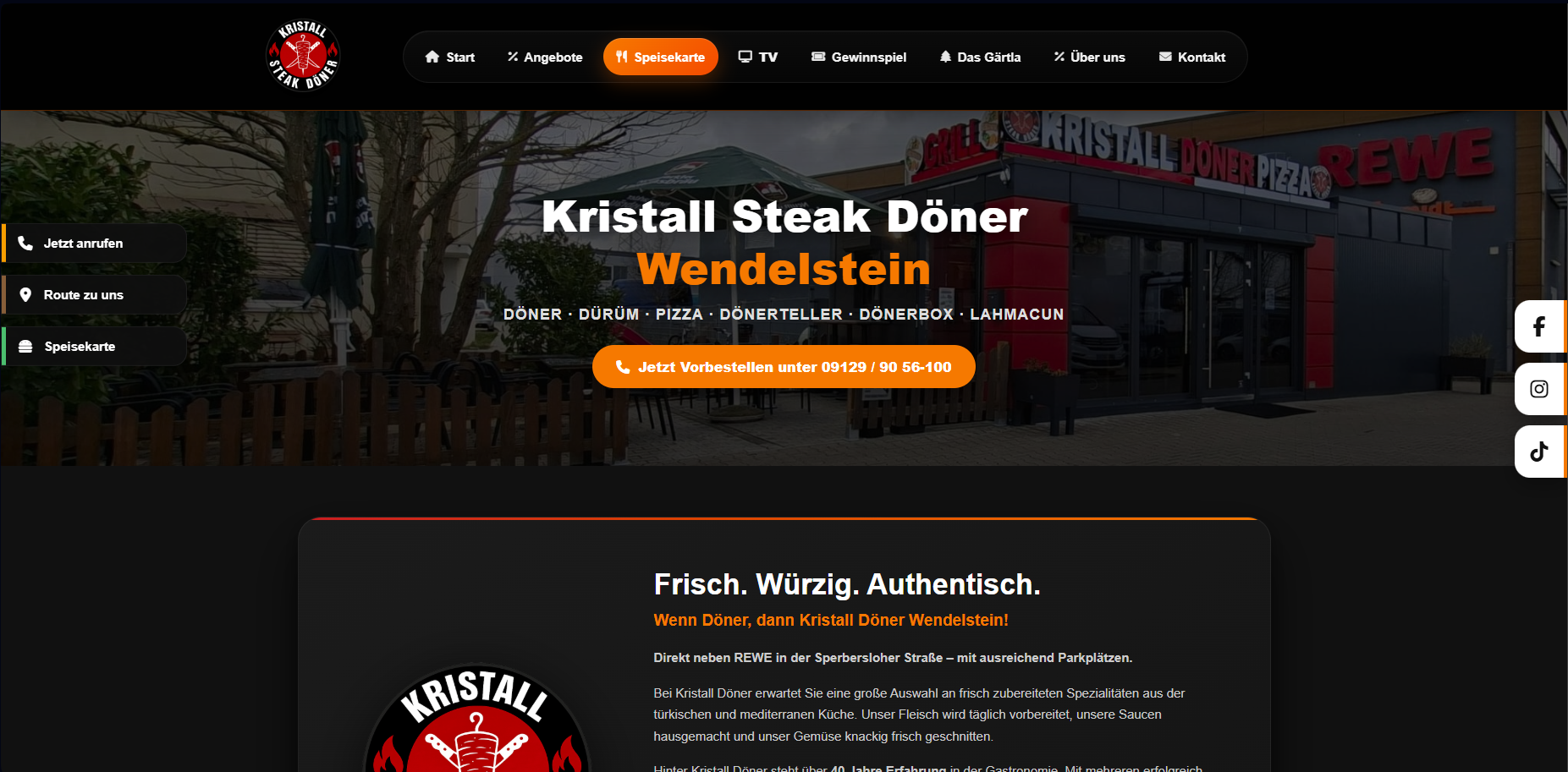 Kristall Döner Restaurant Webseite