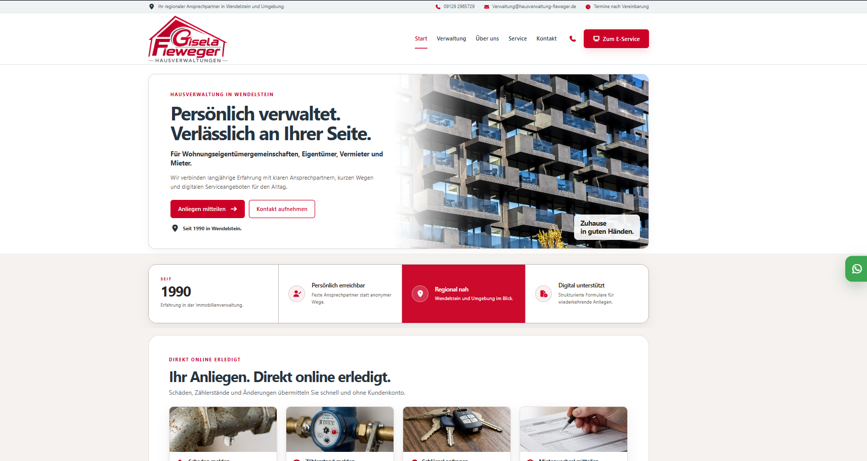 Hausverwaltung Fieweger – Website & digitaler E-Service